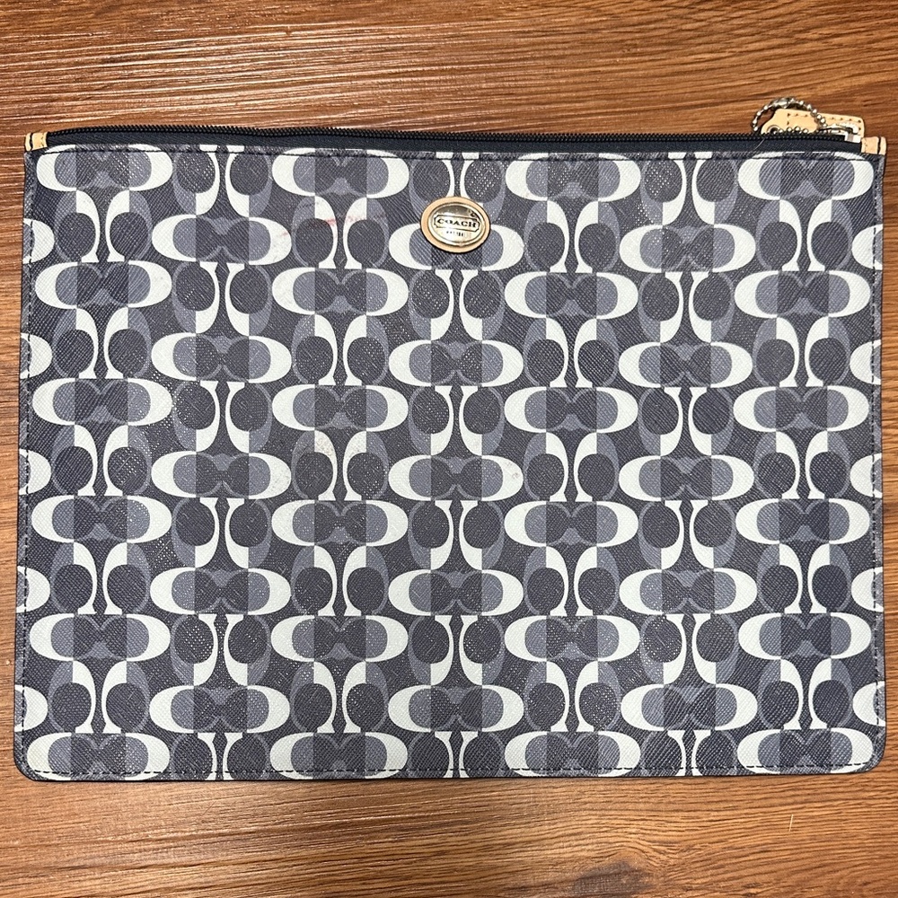 Coach Navy and Light Blue Signature Pouch